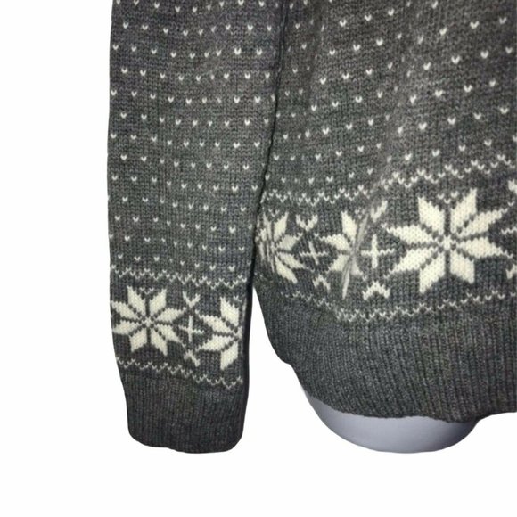 POL Nordic Gray Snowflake Reindeer Sweater Large - Picture 3 of 5
